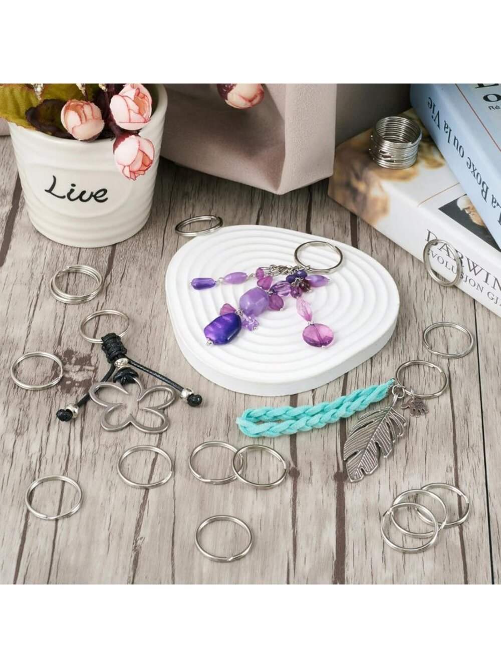 1000Pcs 25mm Round Split Key Ring Connectors - Metal Double Loop Keychain for - Picture 4 of 9